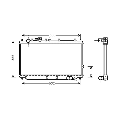 radiator, Kia Shuma I, 1498 cc, 1998-01 (02/98-03/01), 345 - 700 - 19mm , [ 2KA102_15 ]
