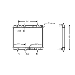 radiator, Peugeot 307, 1997 cc, 2004-   (02/04-), 380 - 562 - 27mm , [ 2PE284_13 ]