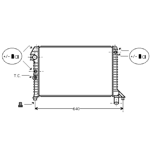 radiator, Volvo 400 Series, 1709 cc, 1990-95 (09/90-07/95), 480 inj., 536 - 368 - 32mm , [ 2VO140_39 ]
