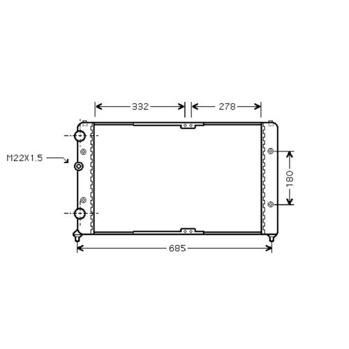 radiator, VW Polo III c, 1896 cc, 1999-01 (09/99-09/01), 627 - 377 - 23mm , [ 2VW196_22 ]