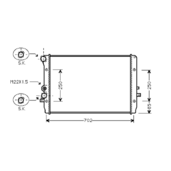 radiator, Seat Leon, 1896 cc, 2000-   (08/00-), 650 - 415 - 36mm , [ 2VW215_10 ]